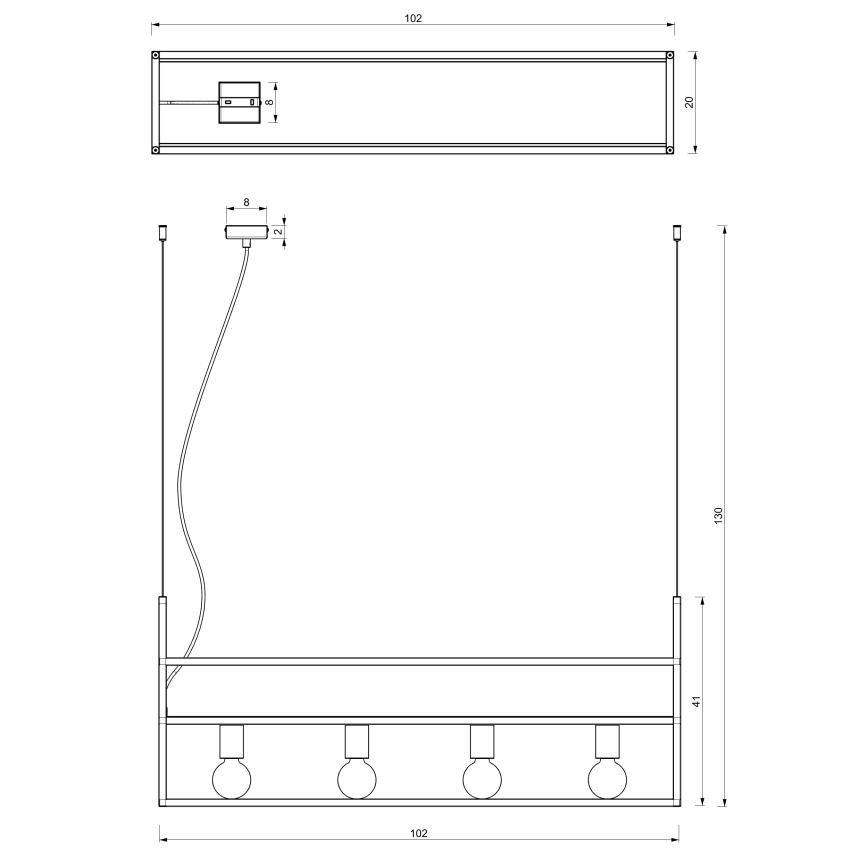Висящ полилей SHELF 4xE27/60W/230V