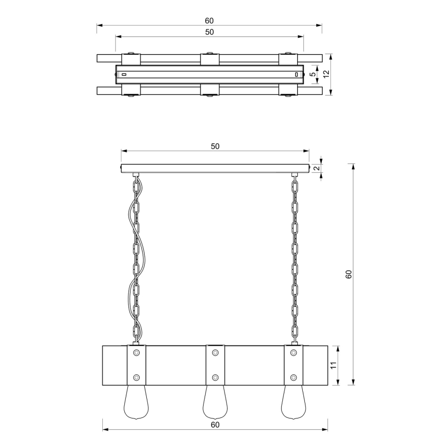 Висящ полилей SODER 3xE27/60W/230V