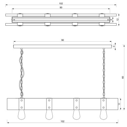 Висящ полилей SODER 4xE27/60W/230V
