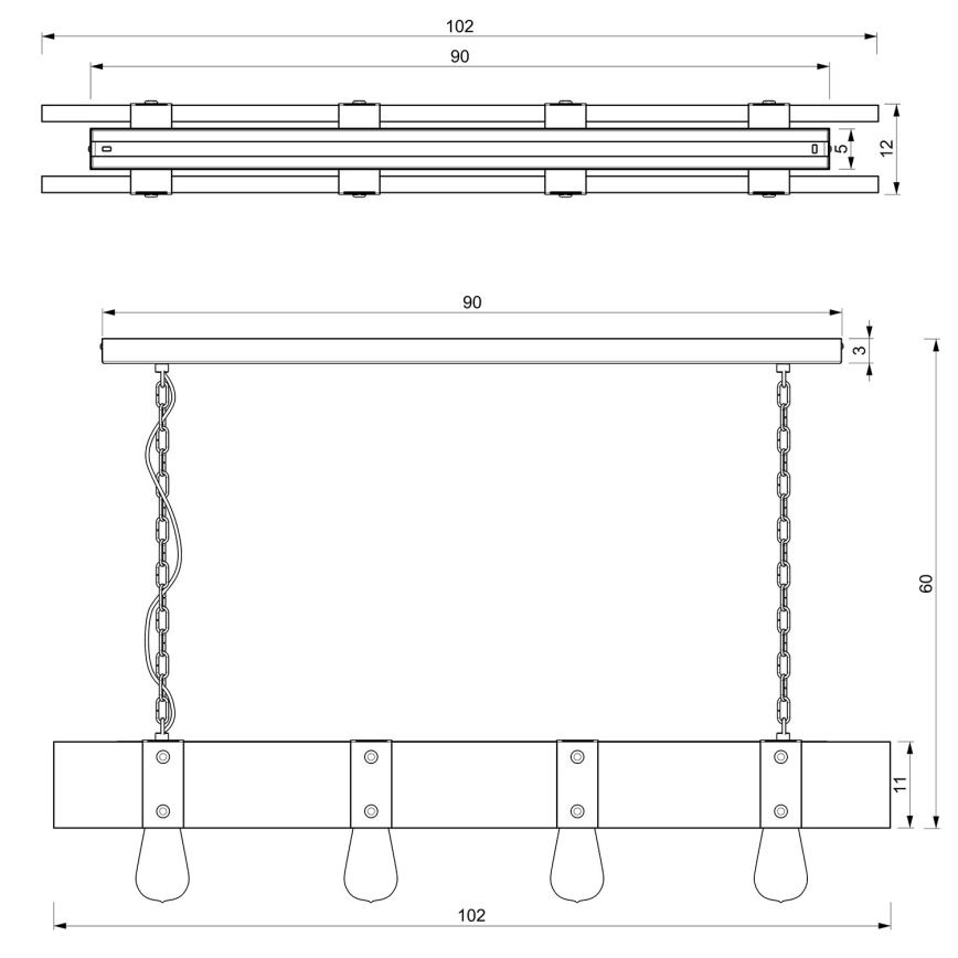 Висящ полилей SODER 4xE27/60W/230V
