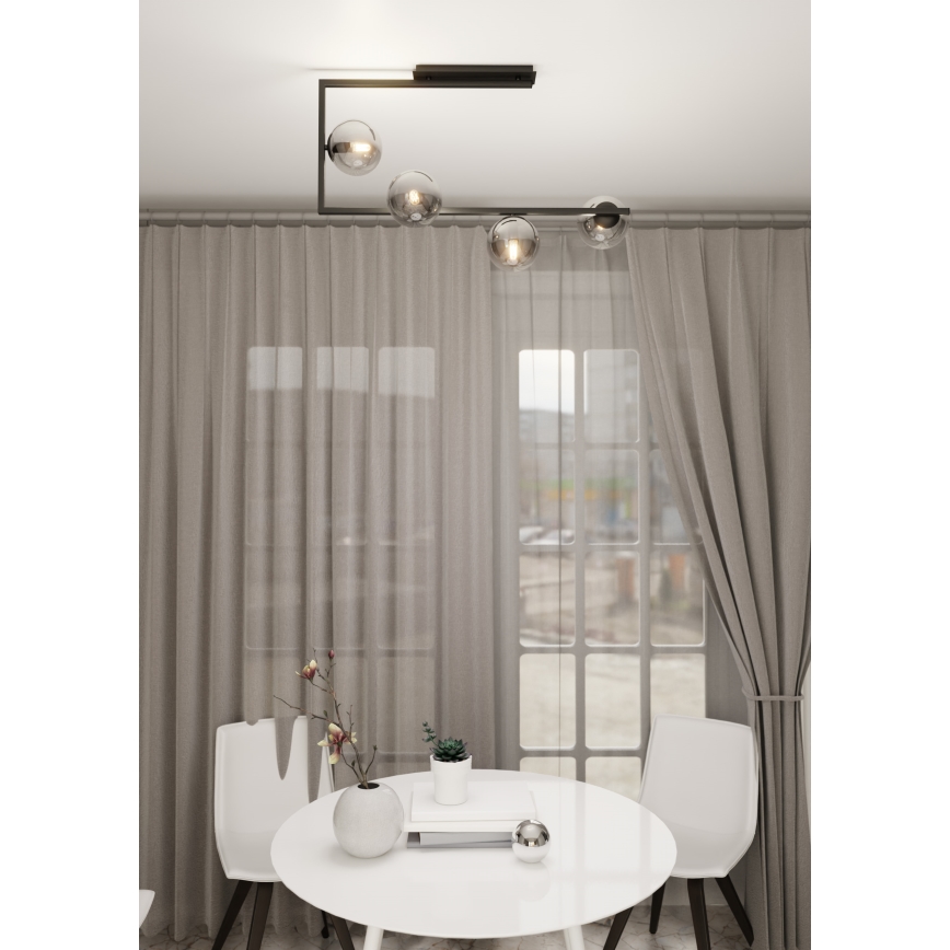 Висящ полилей SOMA 4xE14/10W/230V черен/сив