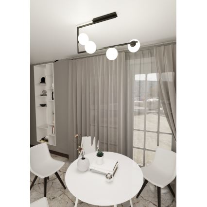 Висящ полилей SOMA 4xE14/10W/230V черен/бял