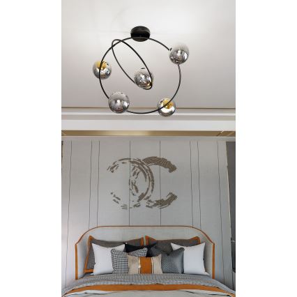 Висящ полилей STARDOM 5xE14/10W/230V черен/сив