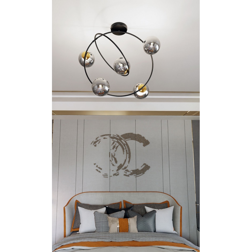 Висящ полилей STARDOM 5xE14/10W/230V черен/сив