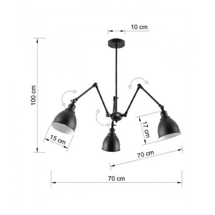 Висящ полилей STARK SHADE 3xE27/60W/230V