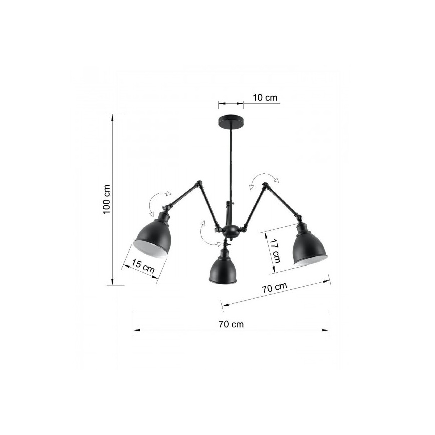 Висящ полилей STARK SHADE 3xE27/60W/230V