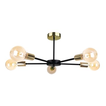 Висящ полилей SUNA 5xE27/60W/230V черен/златист