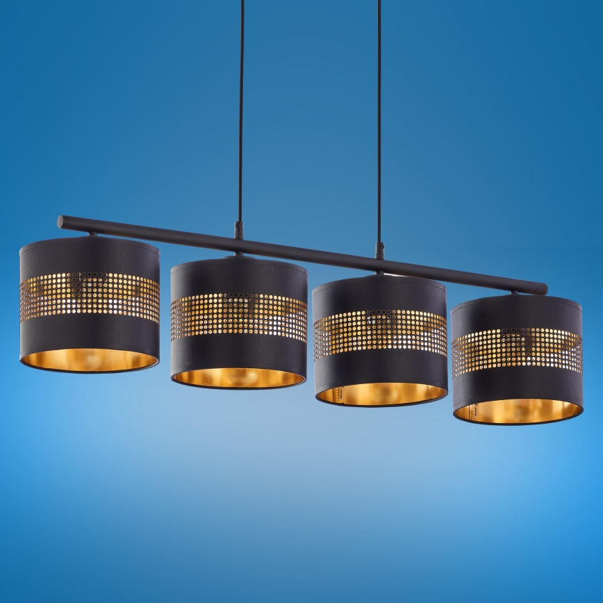 Висящ полилей TAGO 4xE27/15W/230V черен/златист