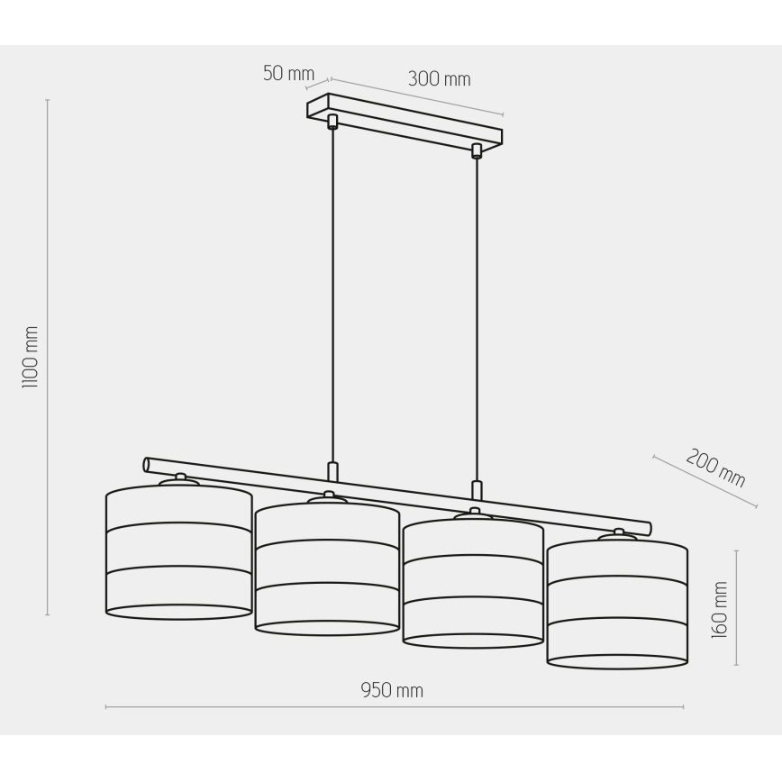 Висящ полилей TAGO 4xE27/15W/230V черен/златист
