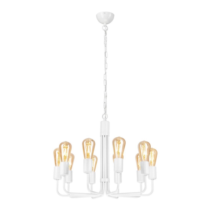 Висящ полилей TIFFANY 10xE27/60W/230V бял