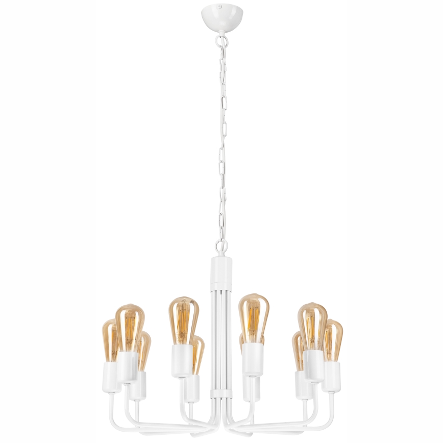 Висящ полилей TIFFANY 10xE27/60W/230V бял