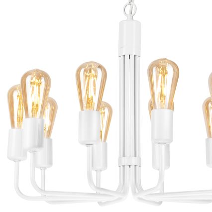 Висящ полилей TIFFANY 10xE27/60W/230V бял