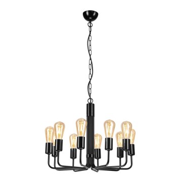 Висящ полилей TIFFANY 10xE27/60W/230V черен