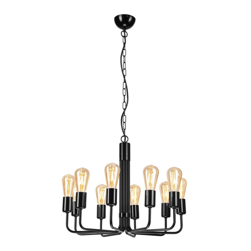 Висящ полилей TIFFANY 10xE27/60W/230V черен