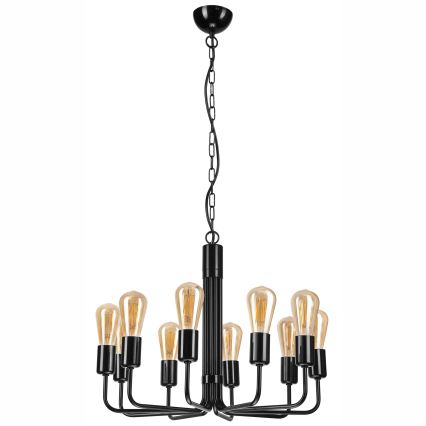 Висящ полилей TIFFANY 10xE27/60W/230V черен