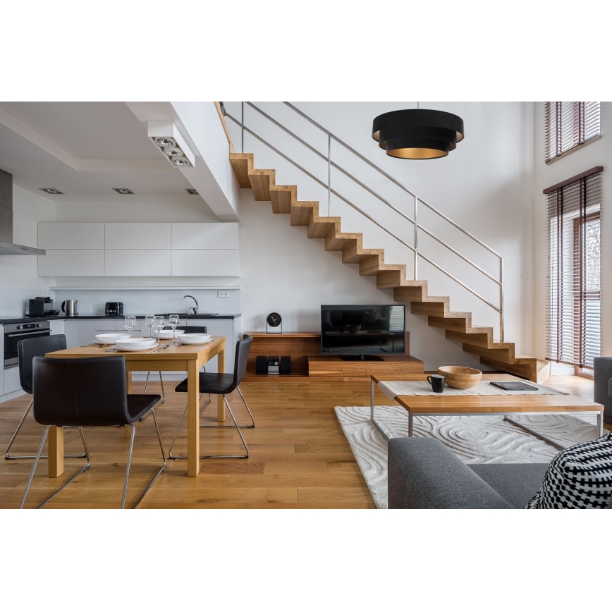 Висящ полилей TRINITI 1xE27/60W/230V черен/златист