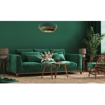 Висящ полилей TRINITI 1xE27/60W/230V зелен/златист