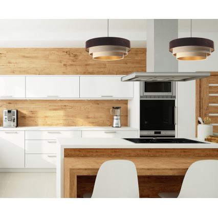Висящ полилей TRINITI 1xE27/60W/230V кафяв/бежов/златист
