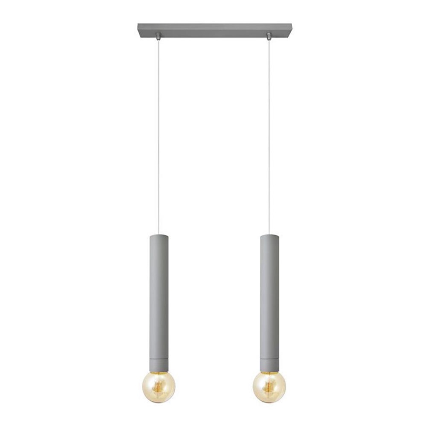 Висящ полилей TUBA 2xE27/15W/230V сив