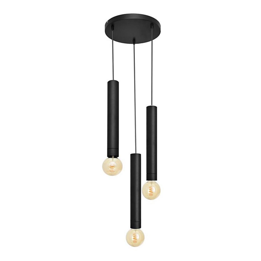 Висящ полилей TUBA 3xE27/15W/230V черен