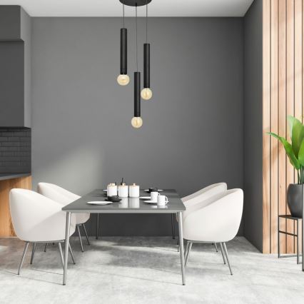 Висящ полилей TUBA 3xE27/15W/230V черен