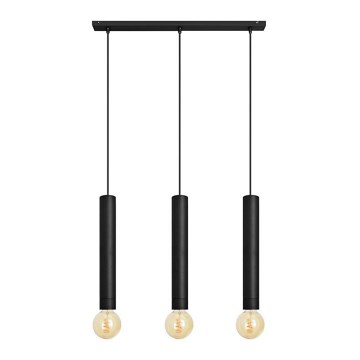 Висящ полилей TUBA 3xE27/15W/230V черен