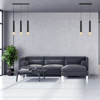 Висящ полилей TUBA 3xE27/15W/230V черен