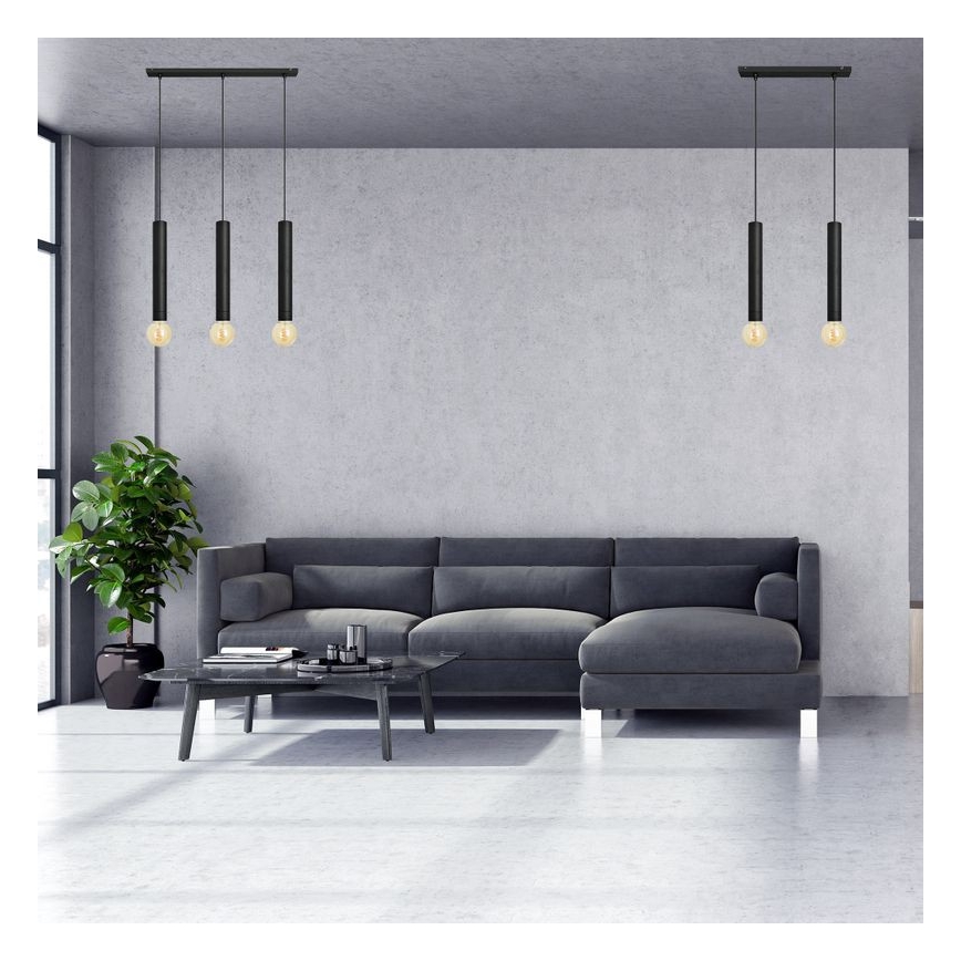 Висящ полилей TUBA 3xE27/15W/230V черен