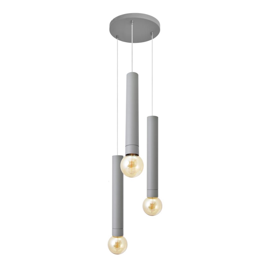 Висящ полилей TUBA 3xE27/15W/230V сив