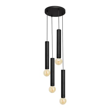 Висящ полилей TUBA 4xE27/15W/230V черен
