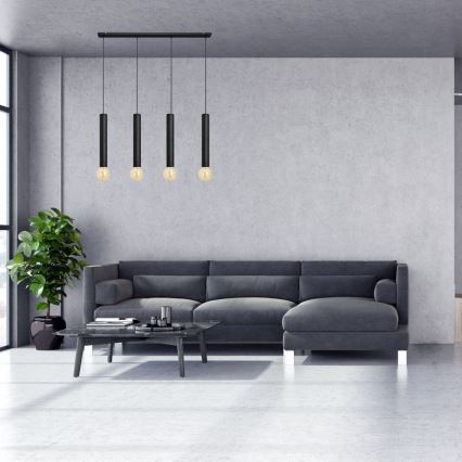 Висящ полилей TUBA 4xE27/15W/230V черен