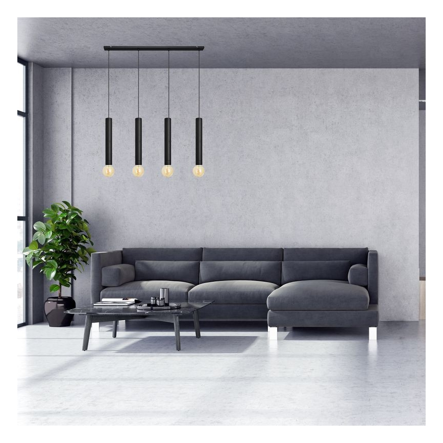 Висящ полилей TUBA 4xE27/15W/230V черен