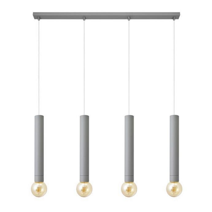 Висящ полилей TUBA 4xE27/15W/230V сив