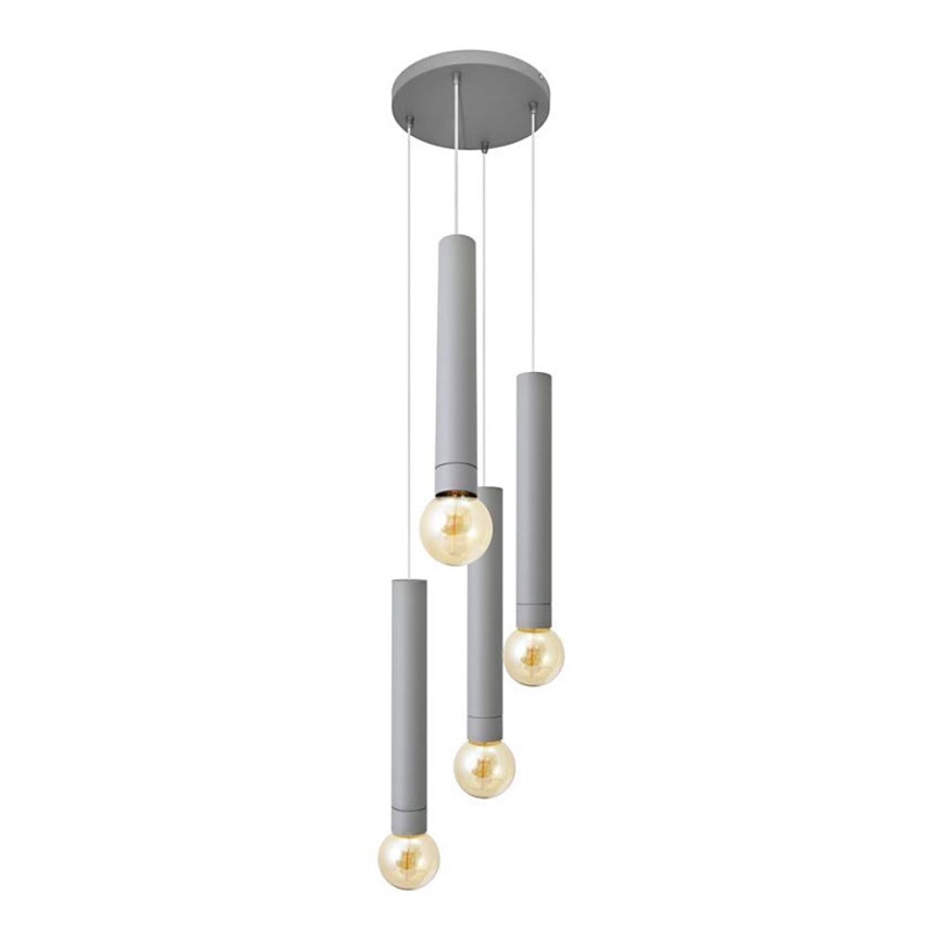 Висящ полилей TUBA 4xE27/15W/230V сив
