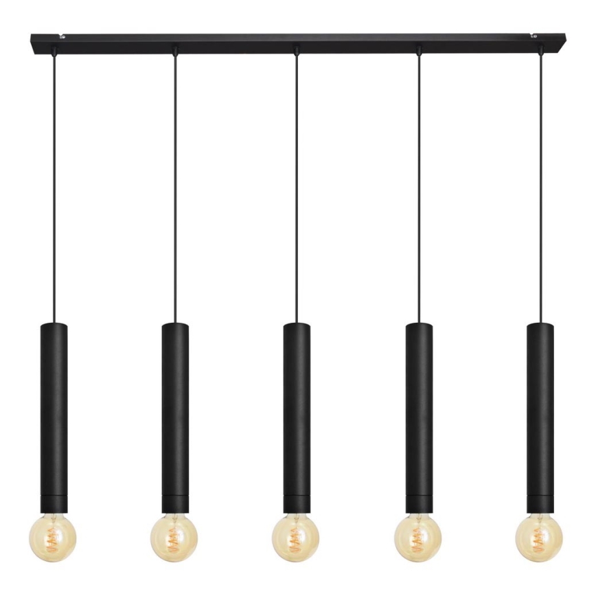 Висящ полилей TUBA 5xE27/15W/230V черен