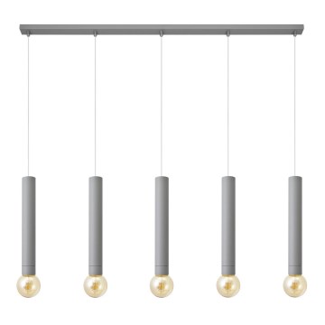 Висящ полилей TUBA 5xE27/15W/230V сив