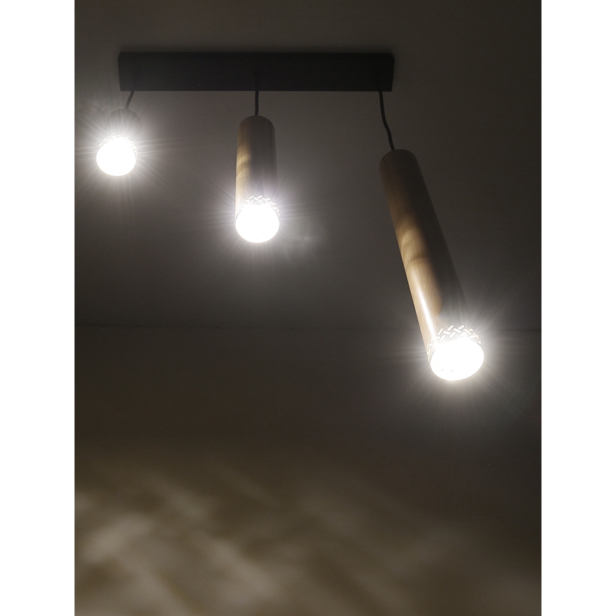 Висящ полилей TUBO 3xGU10/25W/230V дървен