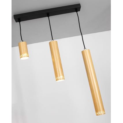 Висящ полилей TUBO 3xGU10/25W/230V дървен