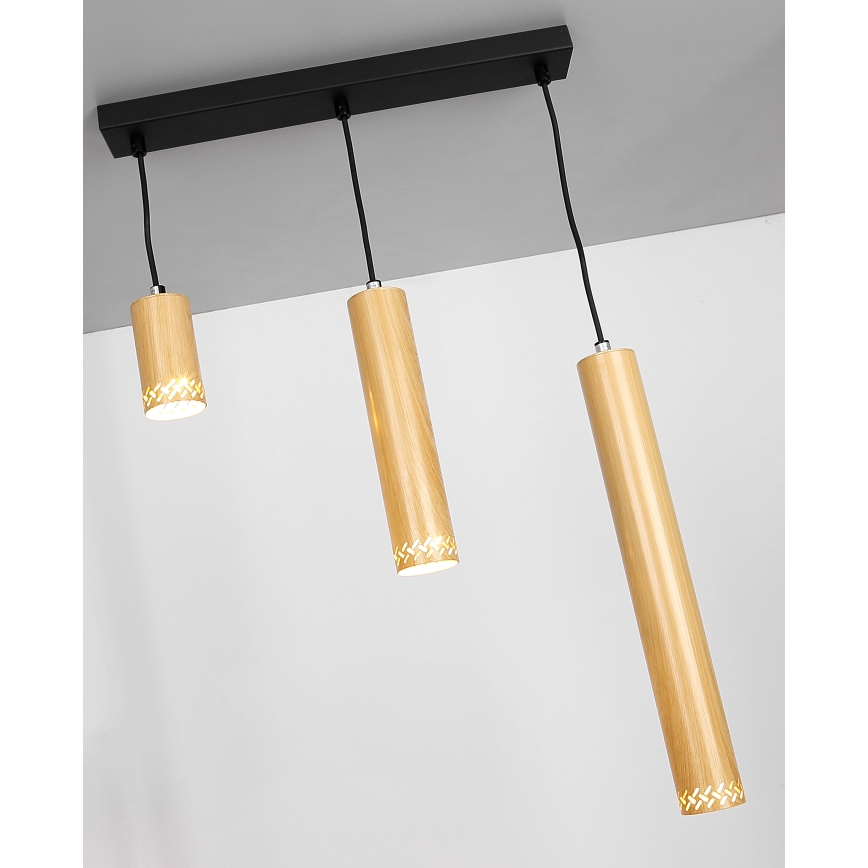 Висящ полилей TUBO 3xGU10/25W/230V дървен