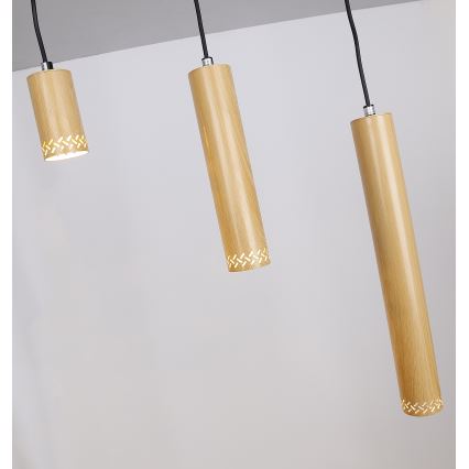 Висящ полилей TUBO 3xGU10/25W/230V дървен