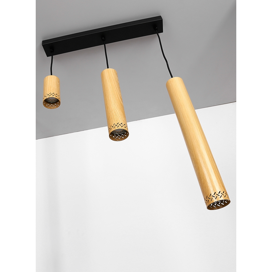 Висящ полилей TUBO 3xGU10/25W/230V дървен