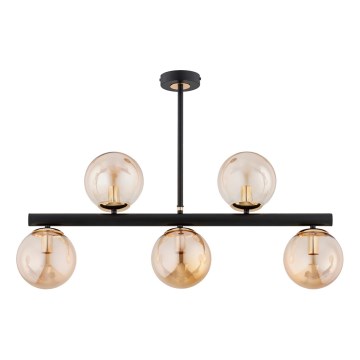 Висящ полилей TUKANE 5xE14/10W/230V черен/златист