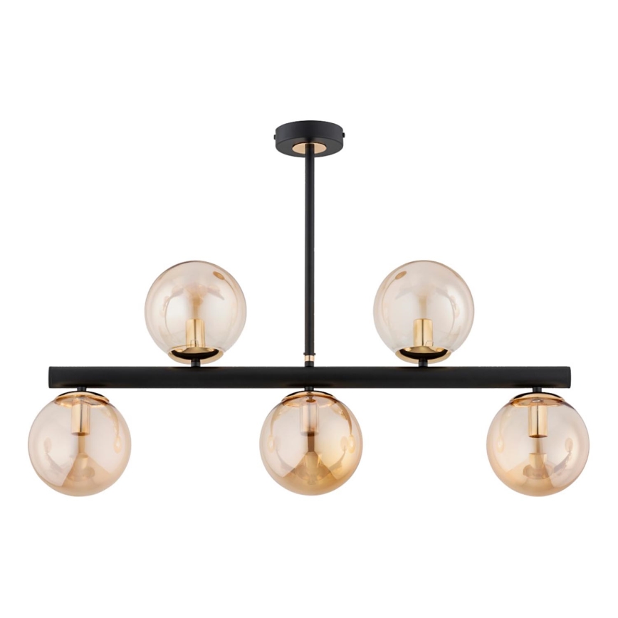 Висящ полилей TUKANE 5xE14/10W/230V черен/златист