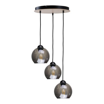 Висящ полилей UNO WOOD 3xE27/60W/230V черен/кафяв