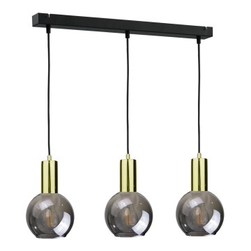 Висящ полилей UPRA 3xE27/60W/230V черен/златист