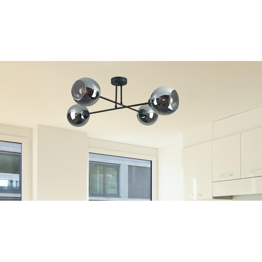 Висящ полилей VASCO 4xE27/60W/230V черен/опушен черен