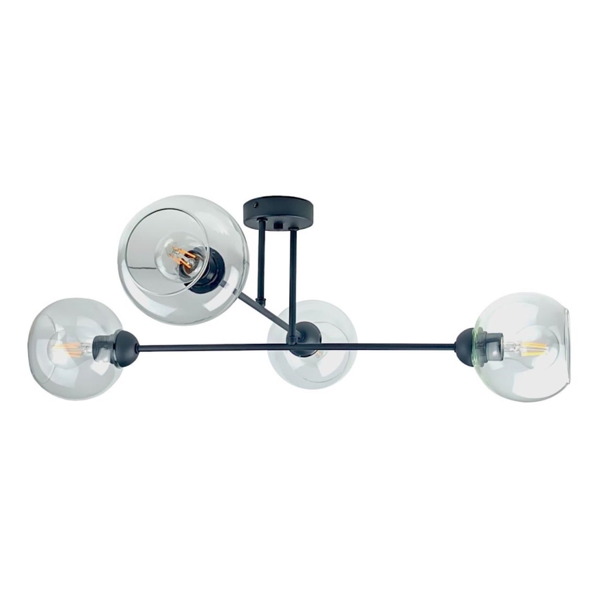 Висящ полилей VASCO 4xE27/60W/230V черен/прозрачен