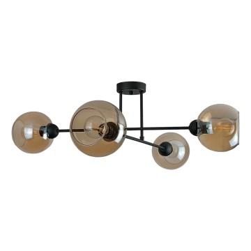 Висящ полилей VASCO 4xE27/60W/230V черен/опушен бежов