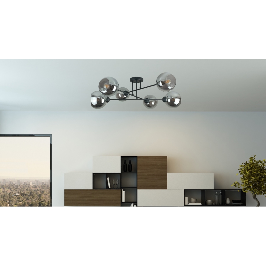 Висящ полилей VASCO 6xE27/60W/230V черен/опушен черен