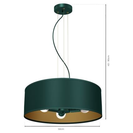Висящ полилей VERDE 3xE27/60W/230V зелен